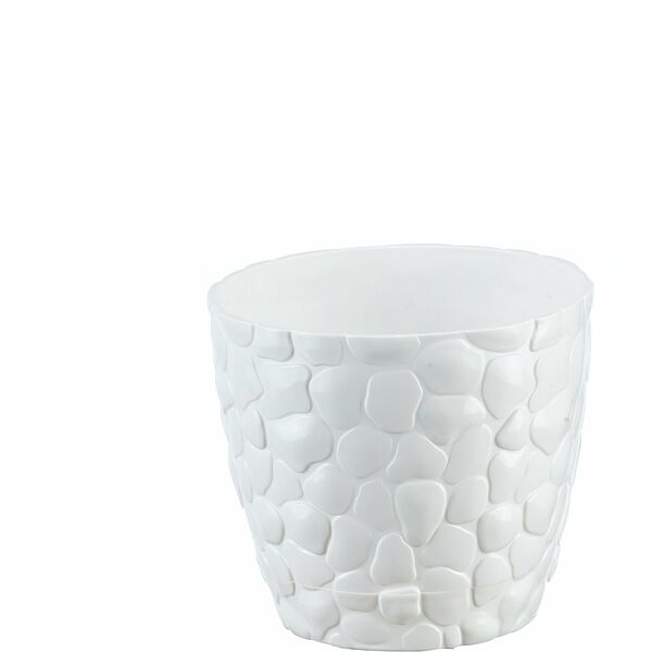 Кашпо IDEA Камни, с поддоном, белое, 26см, 8л