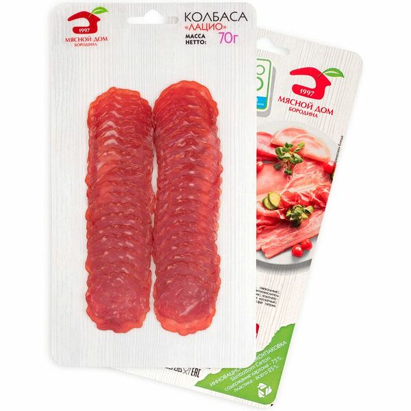 Колбаса сырокопчёная МД Бородина Лацио категория А, 70г