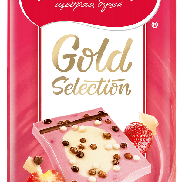Шоколад Россия – Щедрая душа Gold Selection Белый Дуэт в клубничном 85 г