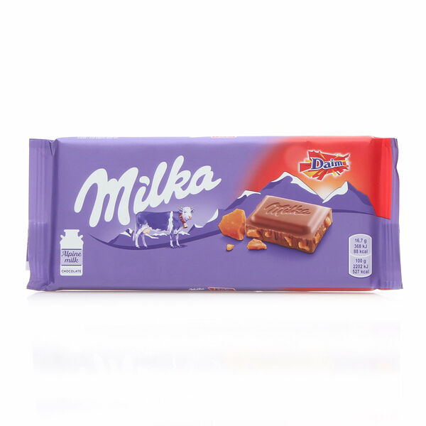 Шоколад молочный с кусочками хрустящей карамели с миндалем ТМ Milka (Милка)