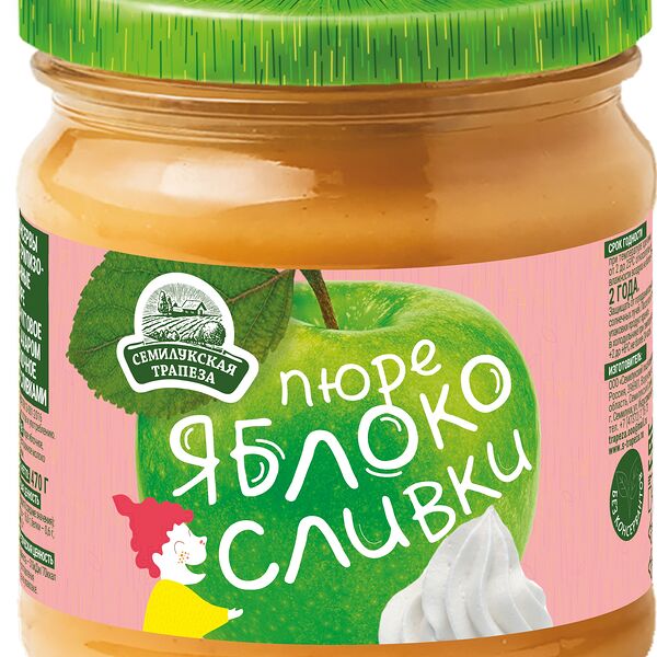 Пюре семилукская трапеза 470 г яблочное со сливками