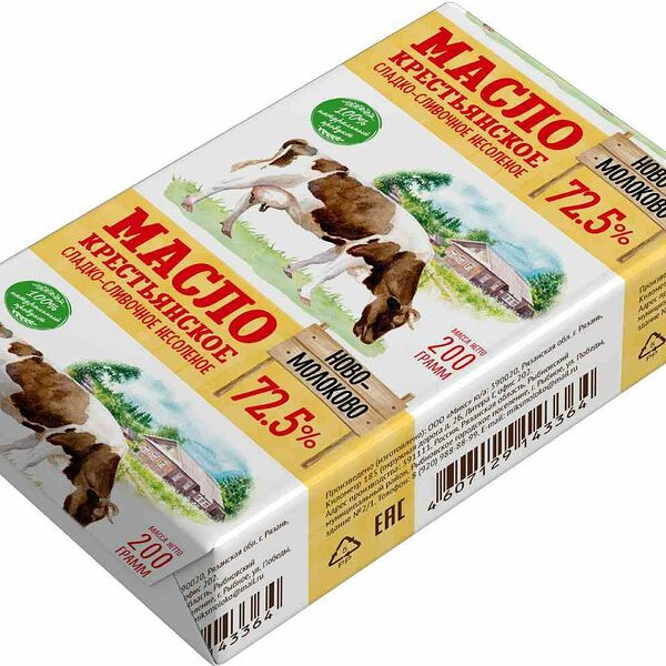 Масло сливочное Ново-Молоково Крестьянское 72,5%