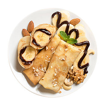 Блинчики с бананом и пастой из орехов и какао Уже Готово, 2 шт в наборе