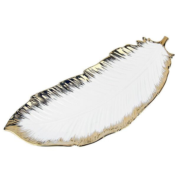 Блюдо Nouvelle Home Маршмеллоу Золото Лист, 39.5х15 см, фарфор