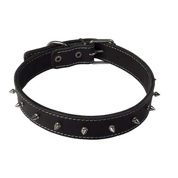 Ошейник для собак Каскад с шипами кожаный двойной 27-35 см.