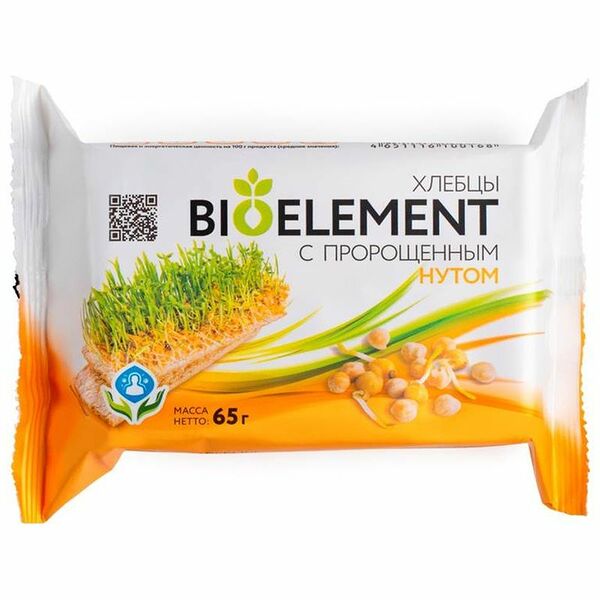 Хлебцы Биоэлемент с пророщенным нутом, 65г
