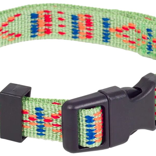 Ошейник для собак мелких пород нейлон Орнамент с пряжкой-защелкой зеленый 20-30x1 см