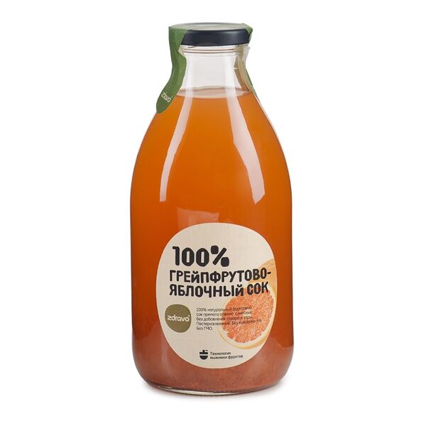 Сок Zdravo грейпфрутово-яблочный 100% 0.75л