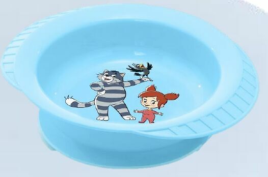 Тарелка Мама Тама пластиковая глубокая на присоске от 6 мес цвет голубой