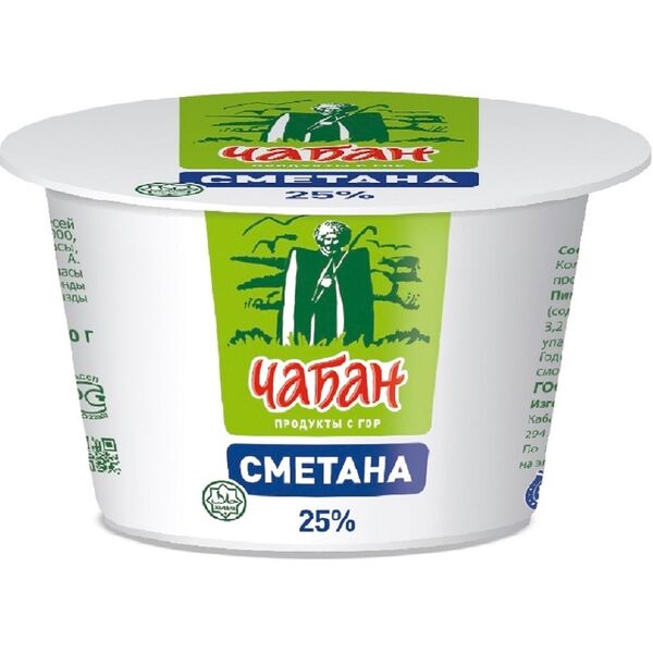 Сметана Чабан 25%, 200 г