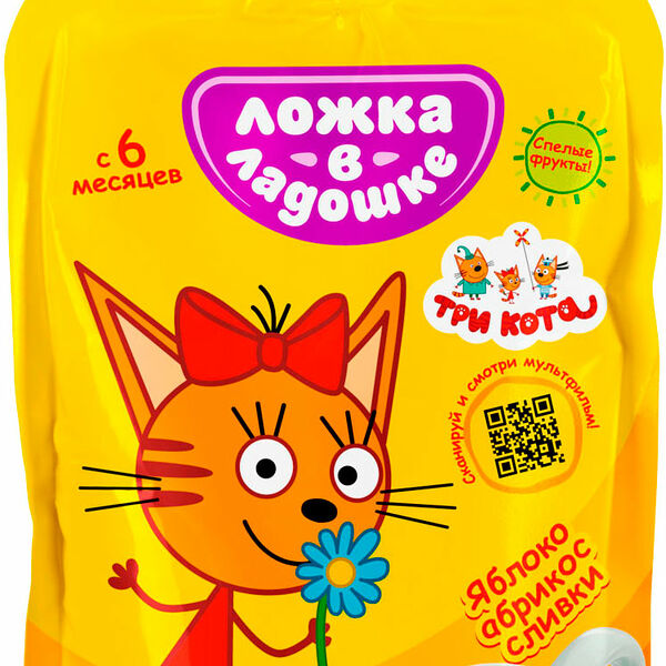 Пюре Ложка в ладошке яблоко-абрикос-сливки с 6месяцев