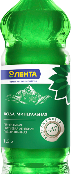 Вода минеральная ЛЕНТА №17 Родной Бюветъ лечебная газированная, 1.5л