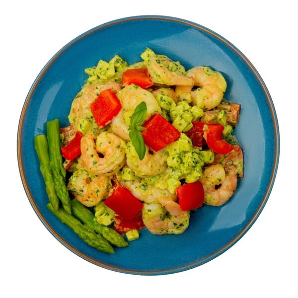 Салат с креветками, спаржей и соусом из рукколы от бренд-шефа АВ