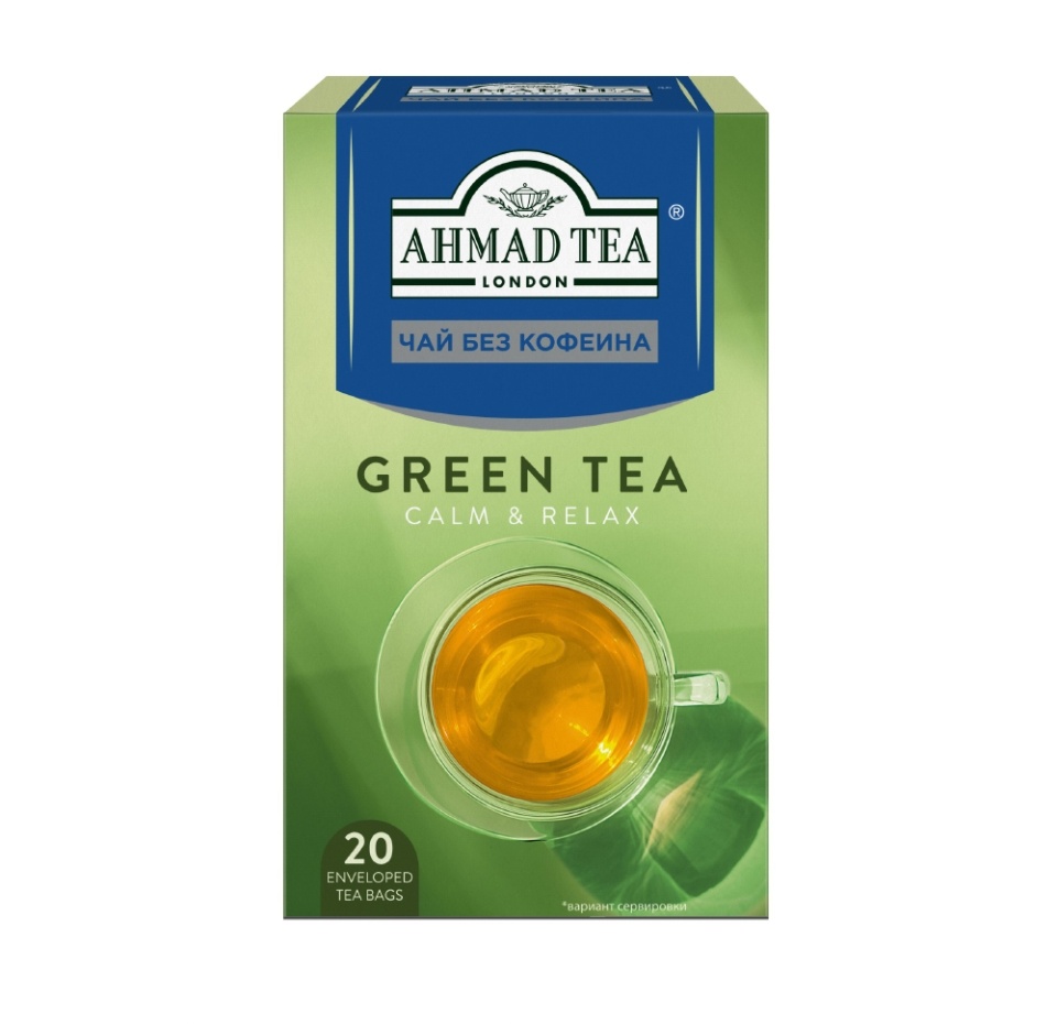 

Чай зеленый Ahmad Tea без кофеина в пакетиках, 20 шт х 1,5 г, 30г