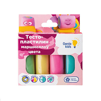 Набор для лепки «Тесто-пластилин», Genio Kids, 4 цвета маршмеллоу, Беларусь