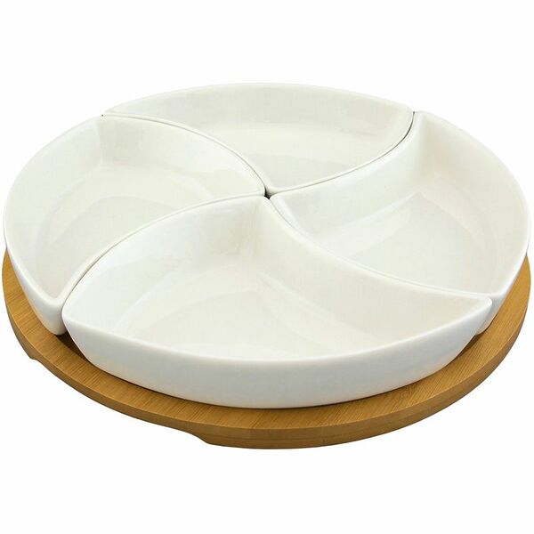 Менажница Elan Gallery Айсберг крутящаяся 4 секции на подставке, 25х25х6см