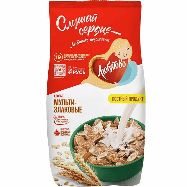 Хлопья мультизлаковые Любятово, 250г