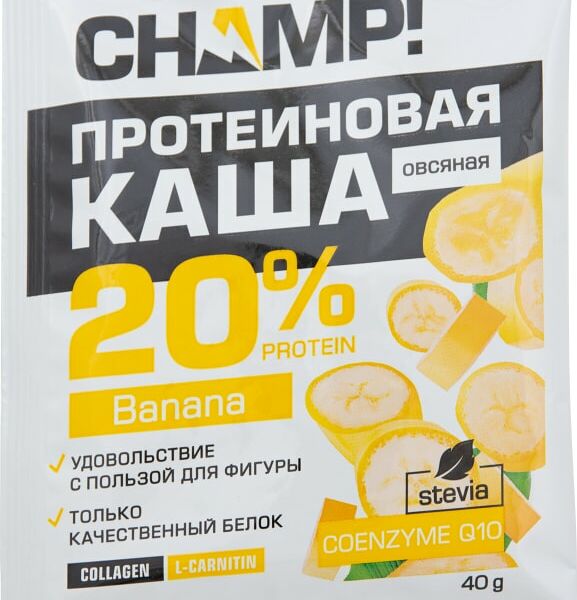 Каша протеиновая овсяная Champ Банановая с коэнзимом Q10 40г