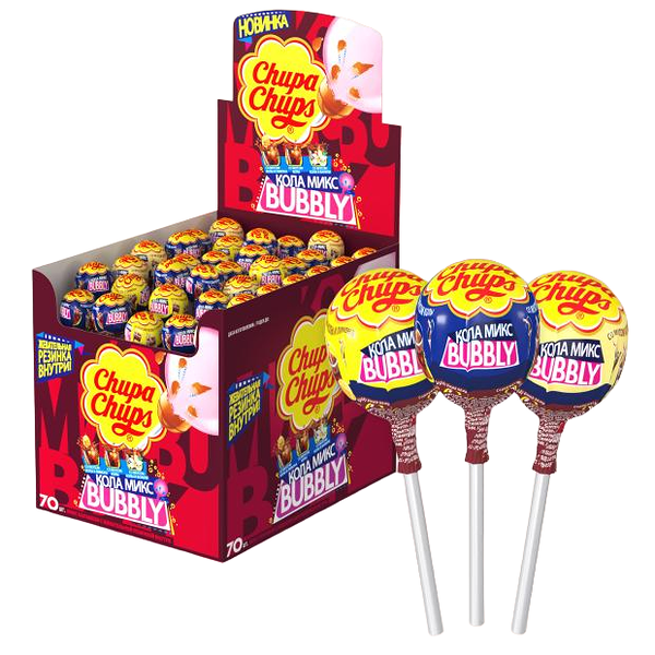Карамель Chupa Chups Bubbly кола в ассортименте, 1 шт. 17 г