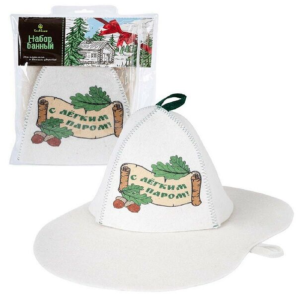 Набор для бани ГЛАВБАНЯ Дубки, шапка, коврик