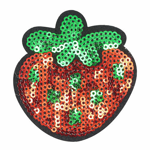 5AS-239 Термоаппликация 'Земляника' из пайеток 6,5х6,5см