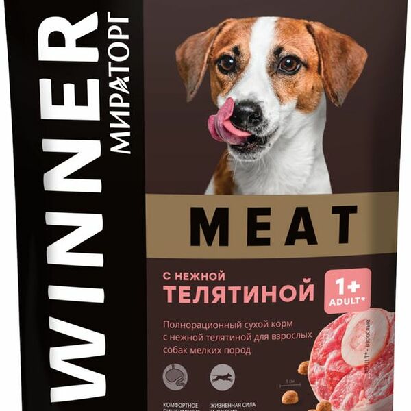 Корм сухой Winner Meat с нежной телятиной для взрослых собак 500г