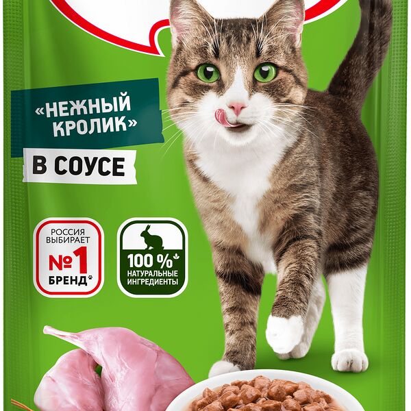 Kitekat пауч для кошек (кусочки в соусе) Кролик