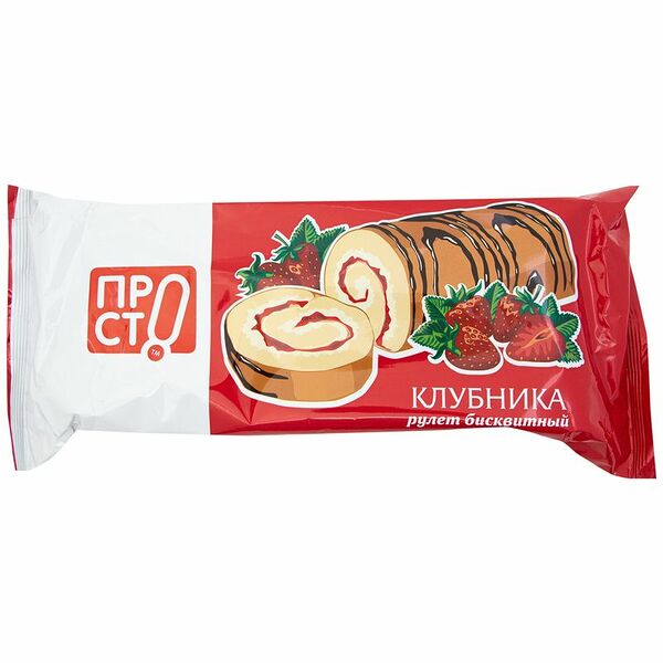 Рулет бисквитный ПРОСТО Клубника 200г
