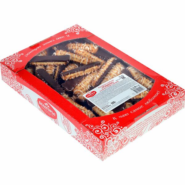 Печенье Белогорье Узорное сдобное в темной глазури с декором 550г