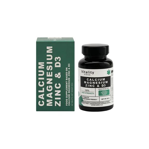Vitality Кальций Магний Цинк Витамин D3 600 МЕ Таблетки 60 шт