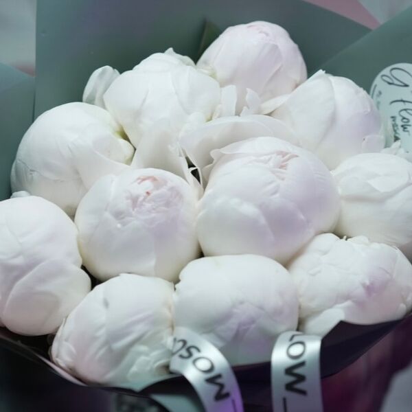 Букет из белоснежных пионов