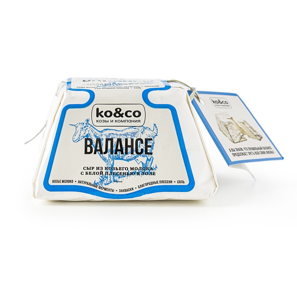 

Сыр козий Валансе с белой плесенью в золе ko&co 150 г