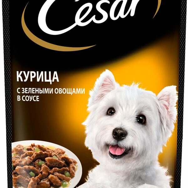 Влажный корм для собак Cesar с курицей и зелеными овощами в соусе