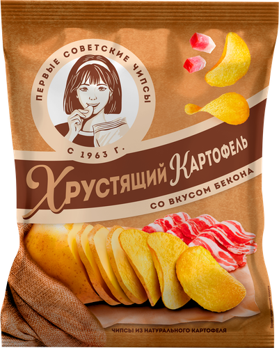 

Чипсы картофельные Хрустящий картофель в ломтиках со вкусом Бекона, 70 г