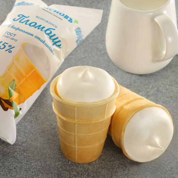 Мороженое пломбир 15% в вафельном стаканчике ГОСТ МясновЪ Ферма, 1 шт, 70 г