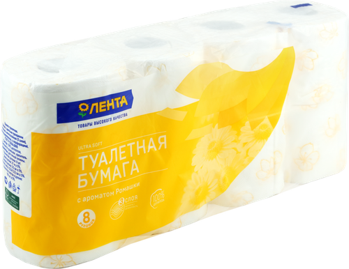 

Бумага туалетная ЛЕНТА 3 слоя с ароматом ромашки 8шт