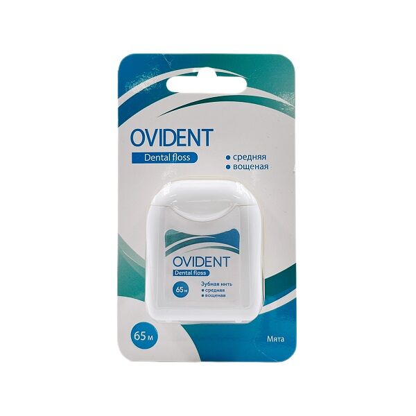 Нить зубная Ovident средняя вощеная мята, 65 м