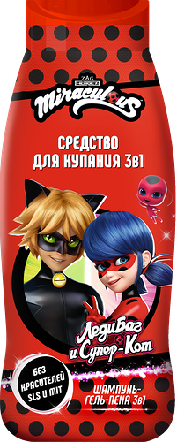 Средство для купания детей ЛЕДИ БАГ И СУПЕР КОТ 3в1, 400мл