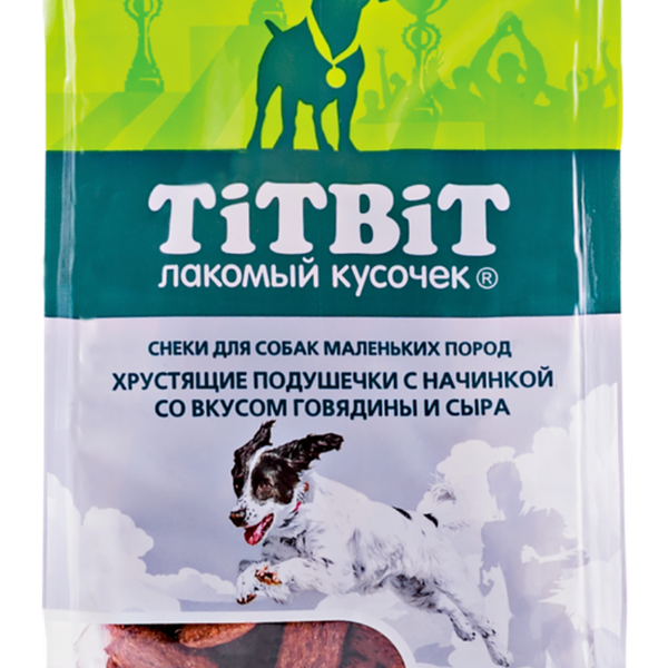 Подушечки хрустящие Titbit Лакомый кусочек со вкусом говядины и сыра