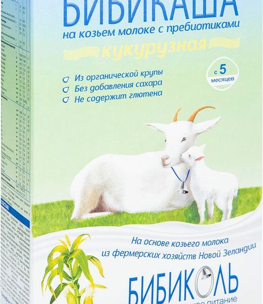 Каша кукурузная БИБИКАША молочная с пребиотиками на козьем молоке с 5 месяцев