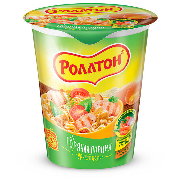 Лапша роллтон 70 г с курицей цезарь стакан б/п