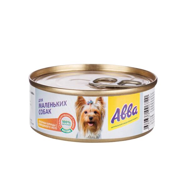 Консервы для собак мелких пород Abba с кусочками курицы и говядиной в желе