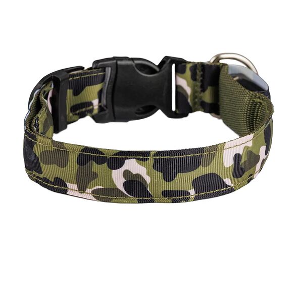 Ошейник светящийся Led M 40-48см камуфляж зеленый