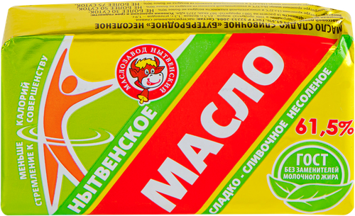 

Масло Нытвенское бутербродное сладко-сливочное 61.5% 175 г