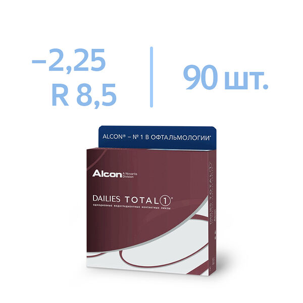 Линзы Alcon Dailies Total 1 BC 8.5 SPH -2.25 90 шт 