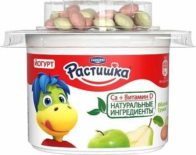 Йогурт Растишка яблоко груша печенье 3% 118 г, дизайн упаковки в ассортименте