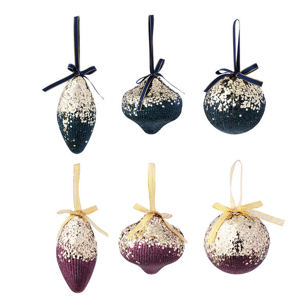 Сноу бум подвеска украшение фигурное с глиттером, 8см, пластик, ночной синий и пурпурный, 6 дизайнов