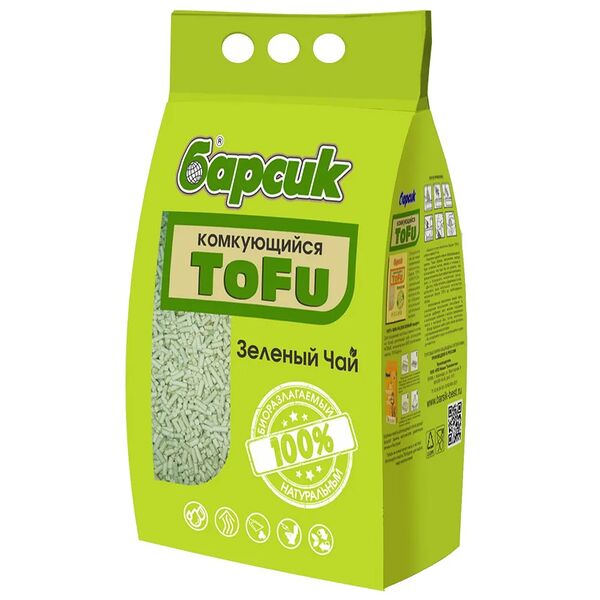 Наполнитель Барсик Tofu Зеленый чай 2.3 кг