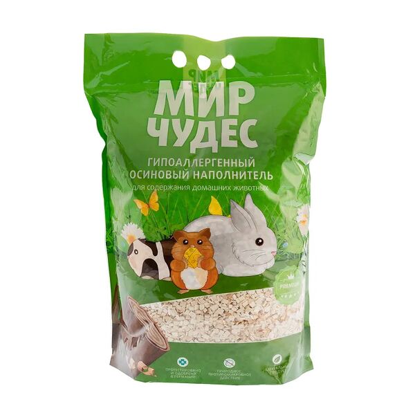 Наполнитель для грызунов Мир чудес осиновый премиум