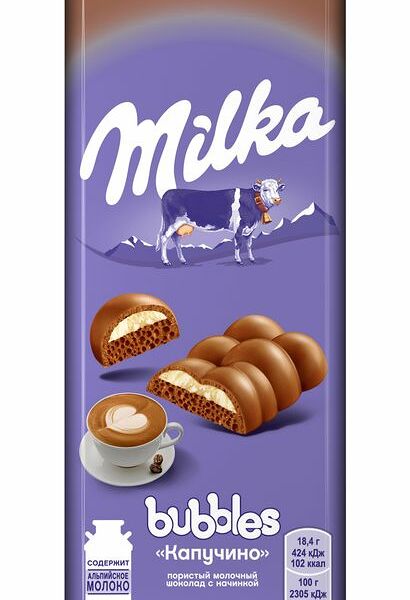 Шоколад пористый молочный Milka капучино 97 г